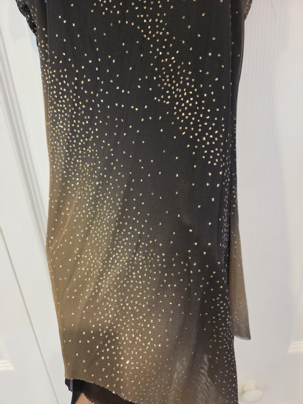 Vintage Y2k Ombre Taupe-to-Black Sparkle Asymmetrical Top - Picture 5 of 6